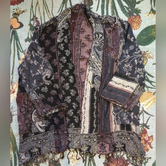 Tagless reversible paisley hippie boho super soft cardigan freesize S/M - Picture 3 of 6